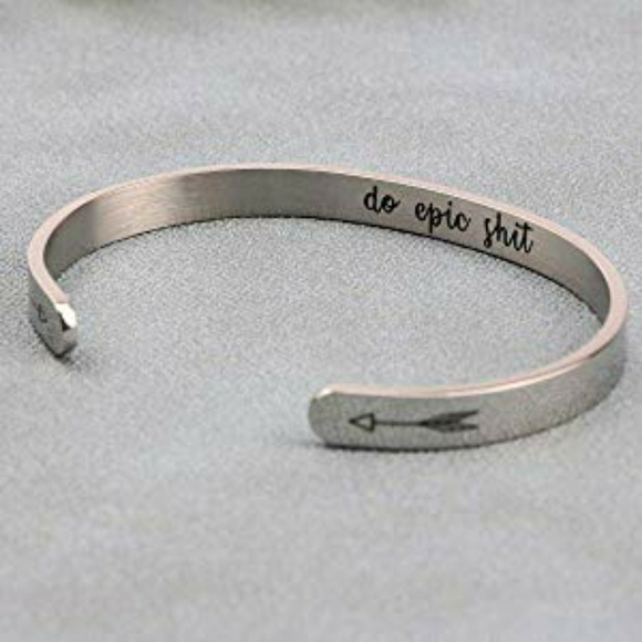"Do Epic Sh!t" Stainless Steel Cuff Bracelet - Picture 2 of 2